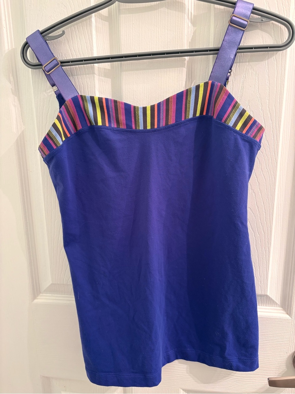 Bright  Blue/purpleTank Top with Multicolor Stripe Trim